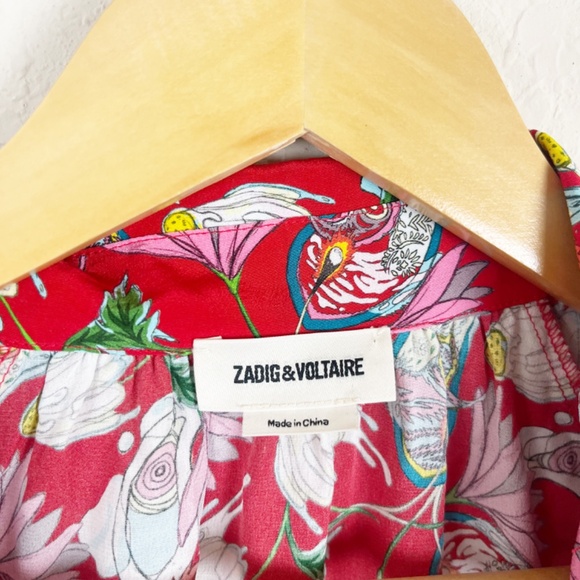 Zadig & Voltaire Paisley Psyche Floral Silk Dress Size Large - Picture 3 of 6